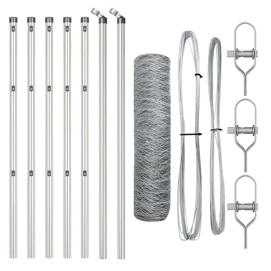 Vidaxl afrasteringspaal zilver 10 x 0,5 m (50 mm gaas) staal