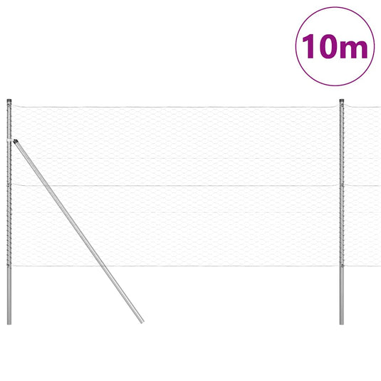Vidaxl afrasteringspaal zilver 10 x 1,4 m (36 mm gaas) staal