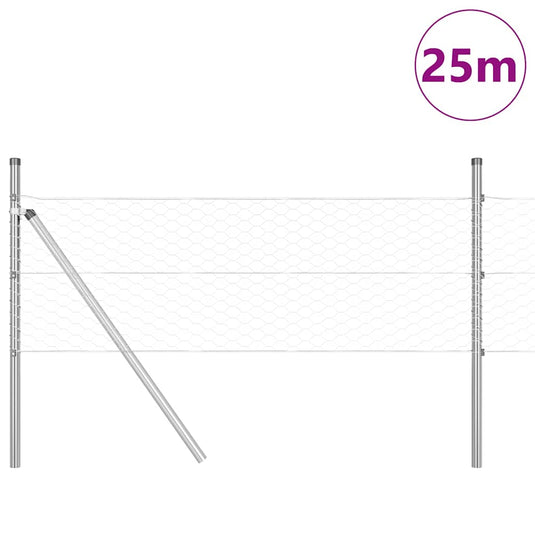 Vidaxl afrasteringspaal zilver 25 x 0,4 m (36 mm gaas) staal