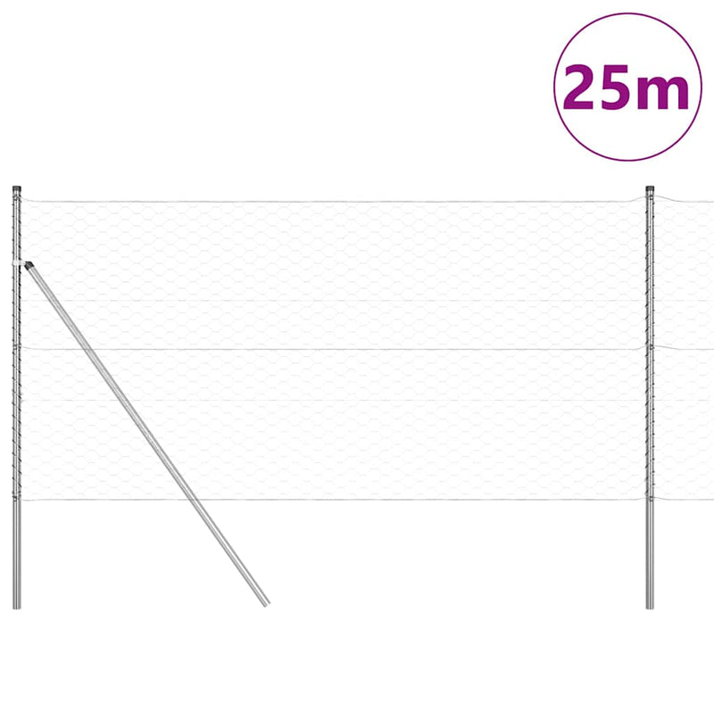 Afbeelding laden in galerijviewer, Vidaxl afrasteringspaal zilver 25 x 1 m (50 mm gaas) staal
