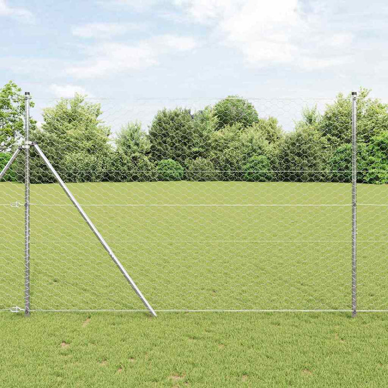 Load image into Gallery viewer, Vidaxl afrasteringspaal zilver 25 x 1,5 m (50 mm gaas) staal
