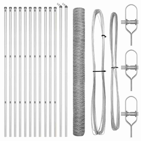 Vidaxl afrasteringspaal zilver 25 x 1,5 m (50 mm gaas) staal