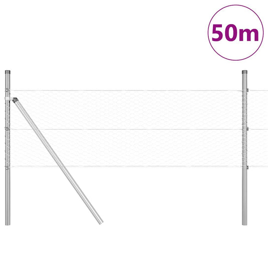 Vidaxl afrasteringspaal zilver 50 x 0,4 m (25 mm gaas) staal