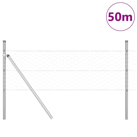 Vidaxl afrasteringspaal zilver 50 x 0,4 m (50 mm mesh) staal