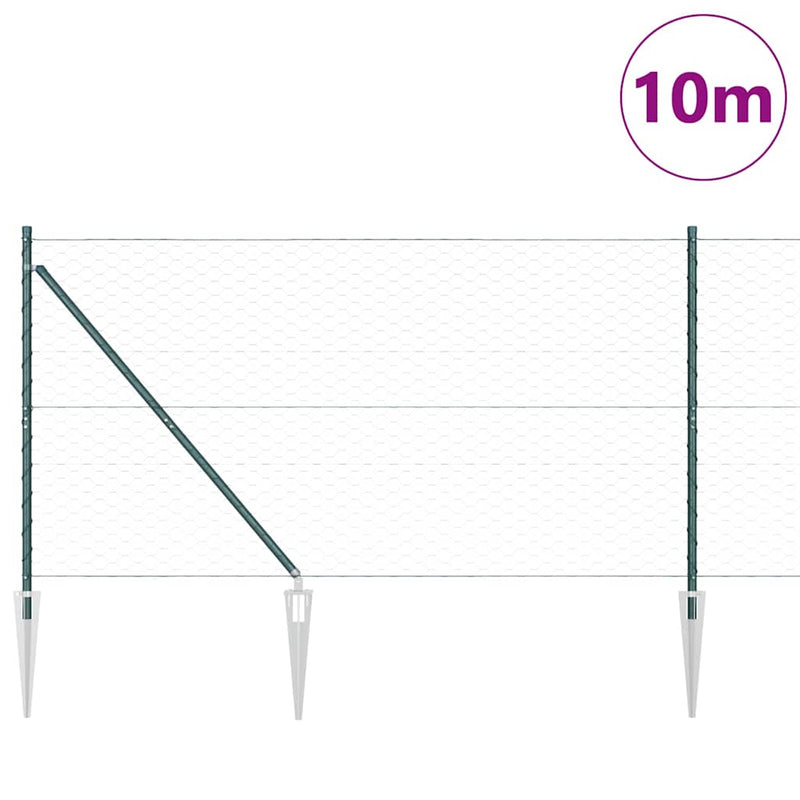 Load image into Gallery viewer, Vidaxl afrasteringspaal groen 10 x 1,4 m (50 mm gaas) staal en pvc
