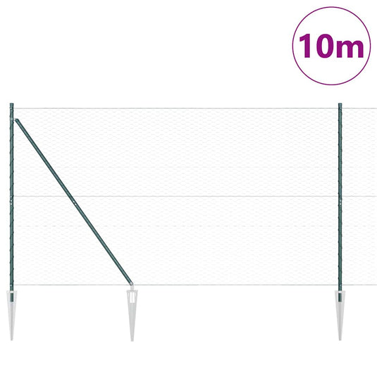 Vidaxl afrasteringspaal groen 10 x 1,5 m (36 mm gaas) staal en pvc