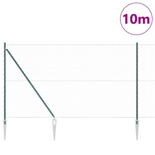 Vidaxl afrasteringspaal groen 10 x 1,6 m (50 mm gaas) staal en pvc