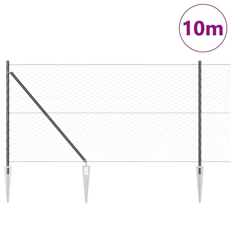 Load image into Gallery viewer, Vidaxl afrasteringspaal grijs 10 x 1,2 m (50 mm gaas) staal en pvc
