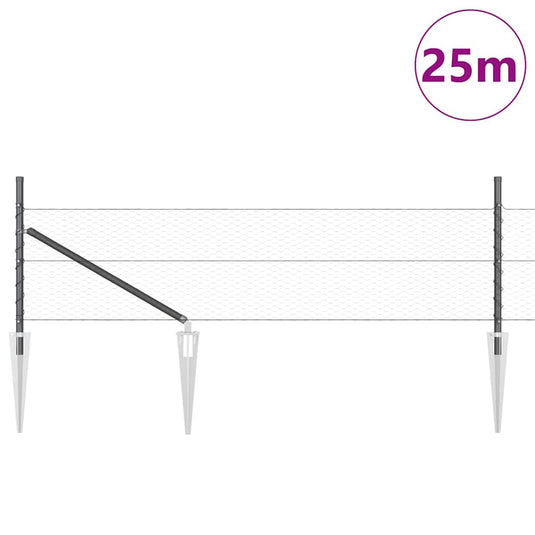 Vidaxl afrasteringspaal grijs 25 x 0,5 m (25 mm gaas) staal