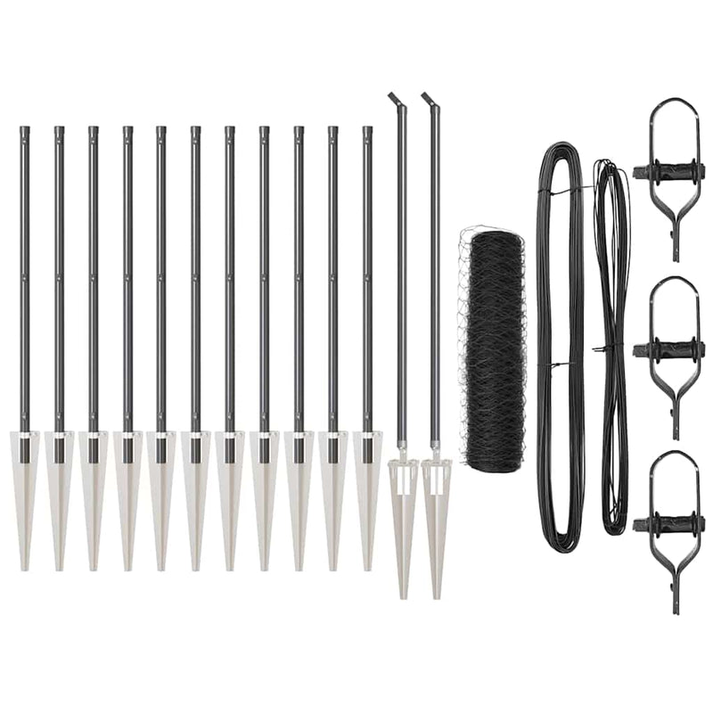 Load image into Gallery viewer, Vidaxl afrasteringspaal grijs 25 x 0,6 m (50 mm gaas) staal en pvc
