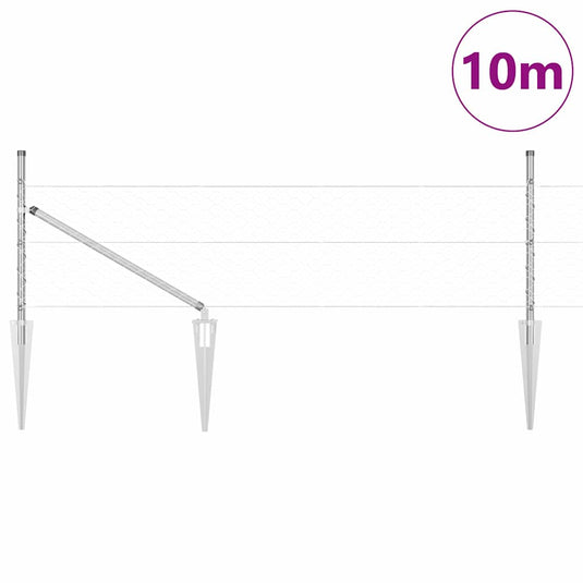 Vidaxl afrasteringspaal zilver 10 x 0,4 m (50 mm mesh) staal