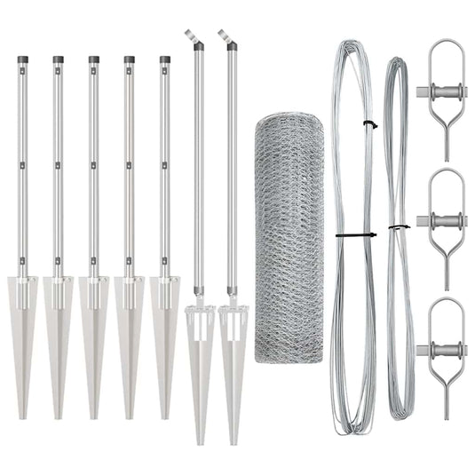 Vidaxl afrasteringspaal zilver 10 x 0,5 m (25 mm gaas) staal