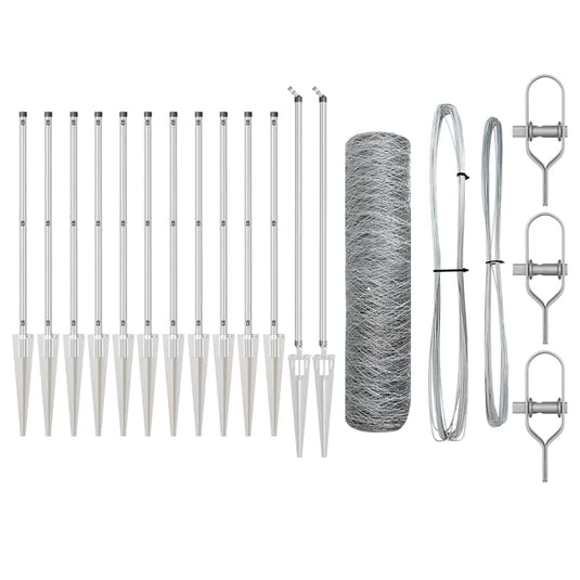 Vidaxl afrasteringspaal zilver 10 x 0,5 m (50 mm gaas) staal