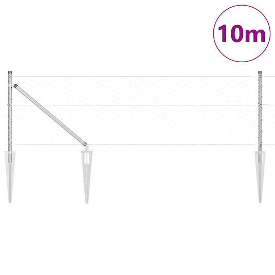 Vidaxl afrasteringspaal zilver 10 x 0,6 m (50 mm gaas) staal