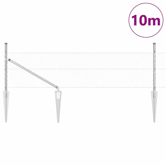 Vidaxl afrasteringspaal zilver 10 x 0,8 m (13 mm gaas) staal