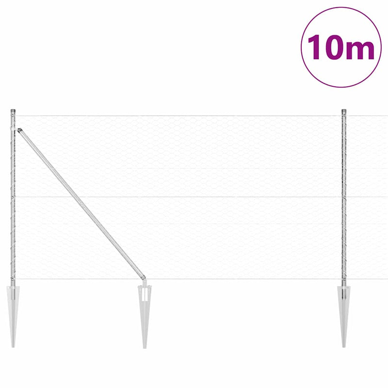 Load image into Gallery viewer, Vidaxl afrasteringspaal zilver 10 x 1 m (36 mm gaas) staal
