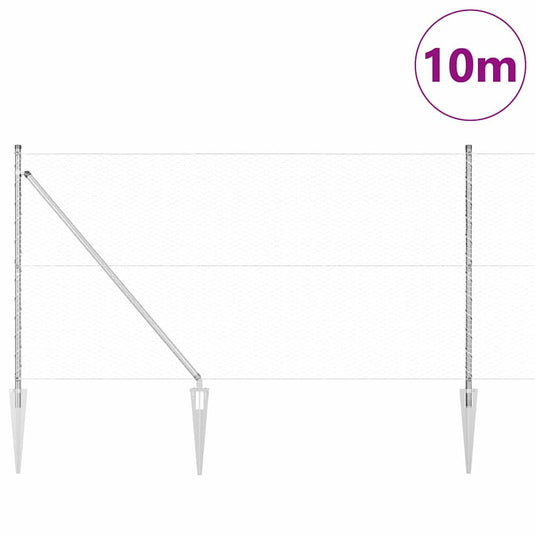 Vidaxl afrasteringspaal zilver 10 x 1,2 m (25 mm gaas) staal