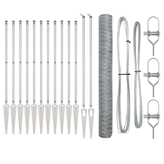 Vidaxl afrasteringspaal zilver 10 x 1,2 m (36 mm gaas) staal