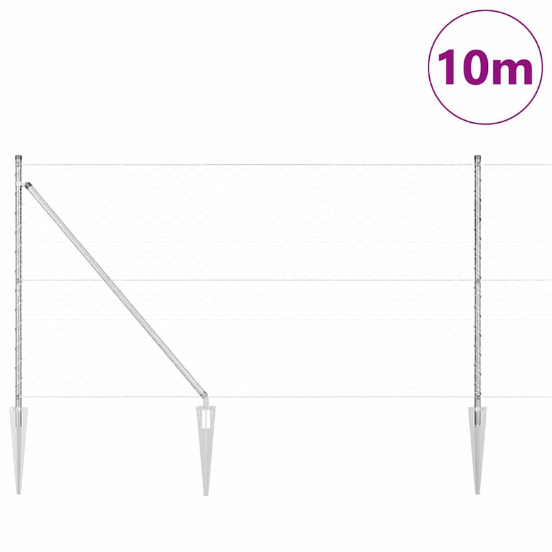 Load image into Gallery viewer, Vidaxl afrasteringspaal zilver 10 x 1,4 m (50 mm gaas) staal
