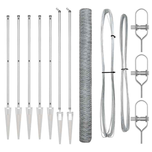 Vidaxl afrasteringspaal zilver 10 x 1,6 m (50 mm gaas) staal