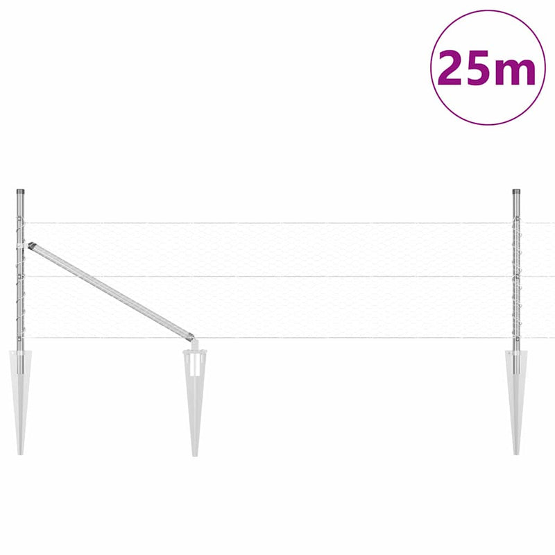 Load image into Gallery viewer, Vidaxl afrasteringspaal zilver 25 x 0,5 m (25 mm gaas) staal
