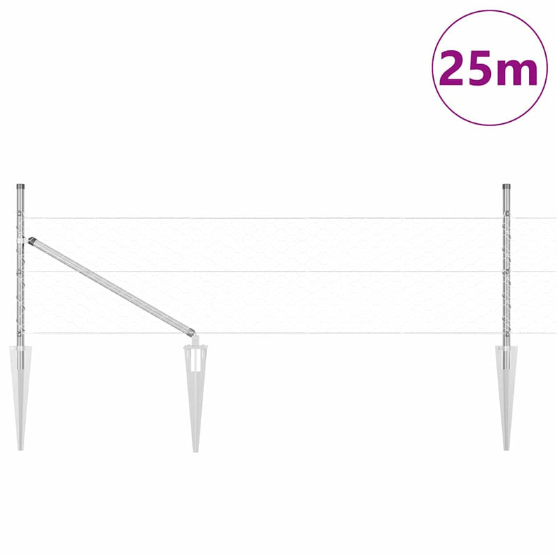 Load image into Gallery viewer, Vidaxl afrasteringspaal zilver 25 x 0,5 m (50 mm gaas) staal
