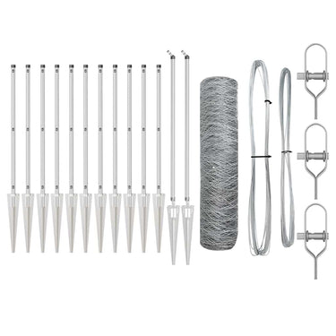 Vidaxl afrasteringspaal zilver 25 x 1 m (50 mm gaas) staal