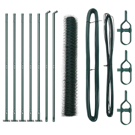 Vidaxl afrasteringspaal groen 10 x 1,2 m (36 mm gaas) staal en pvc