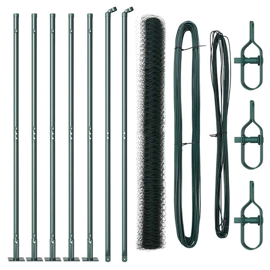 Vidaxl afrasteringspaal groen 10 x 1,6 m (50 mm gaas) staal en pvc