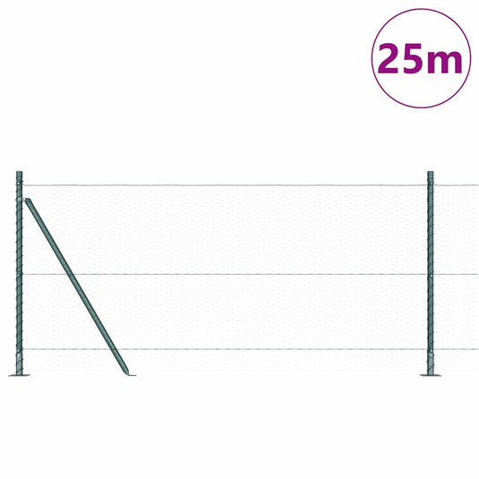 Vidaxl afrasteringspaal groen 25 x 0,8 m (25 mm gaas) staal en pvc