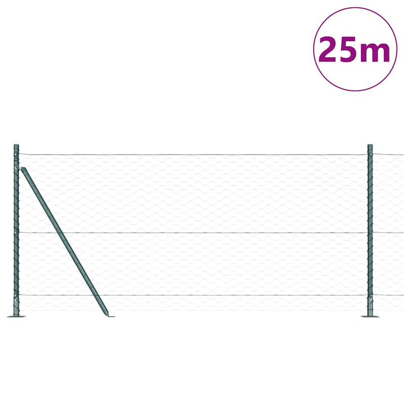 Load image into Gallery viewer, Vidaxl afrasteringspaal groen 25 x 0,8 m (50 mm gaas) staal en pvc
