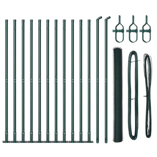 Vidaxl afrasteringspaal groen 25 x 1,4 m (25 mm gaas) staal en pvc