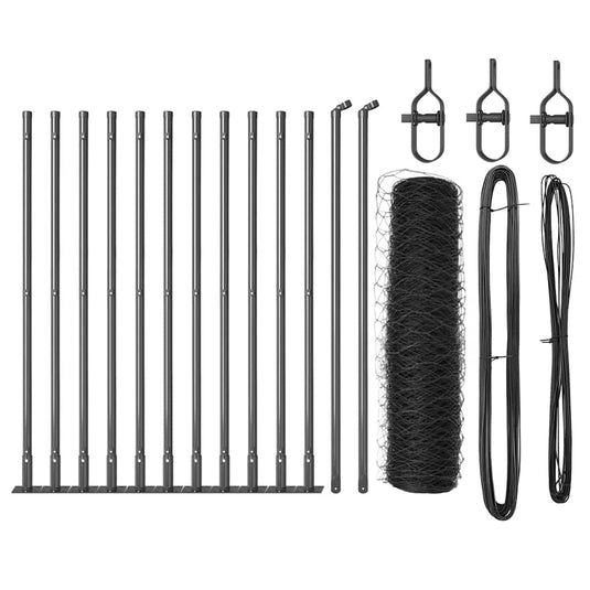 Vidaxl afrasteringspaal grijs 25 x 0,6 m (50 mm gaas) staal en pvc