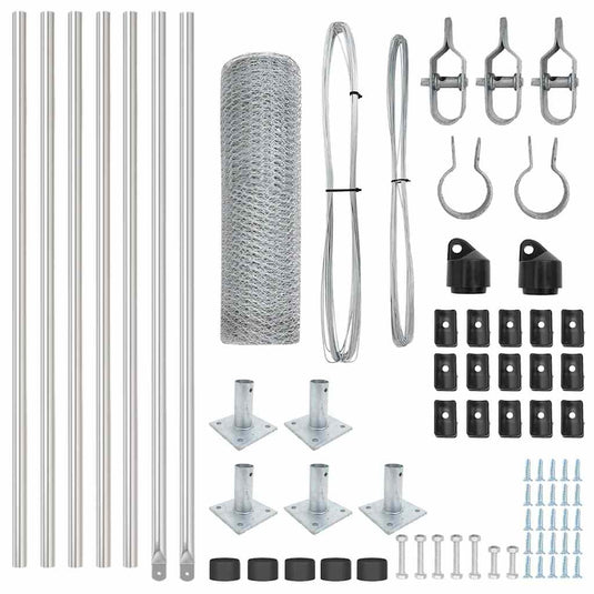 Vidaxl afrasteringspaal zilver 10 x 0,6 m (13 mm gaas) staal