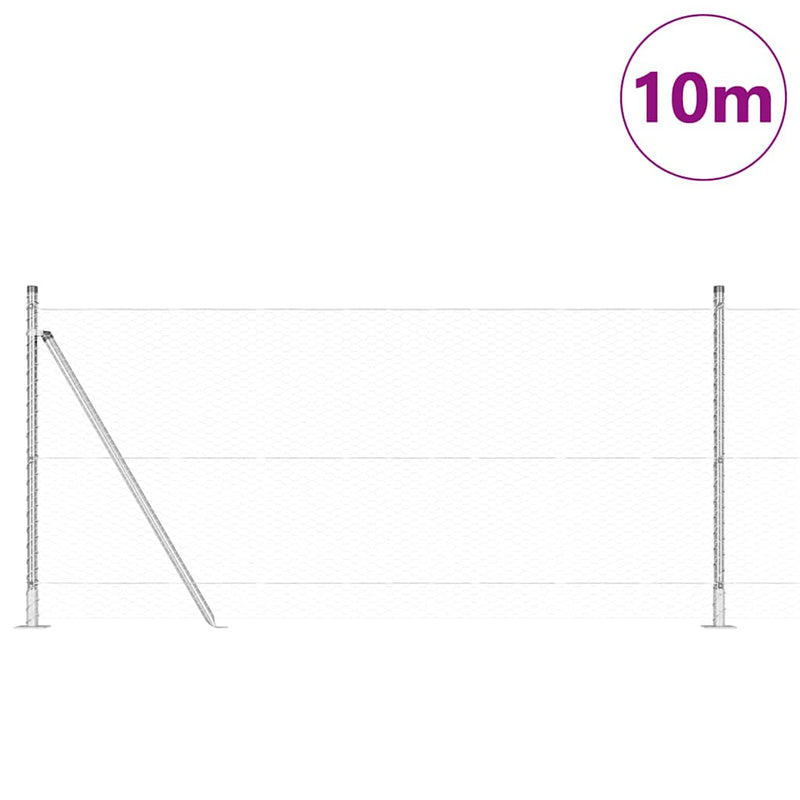 Load image into Gallery viewer, Vidaxl afrasteringspaal zilver 10 x 0,8 m (25 mm gaas) staal
