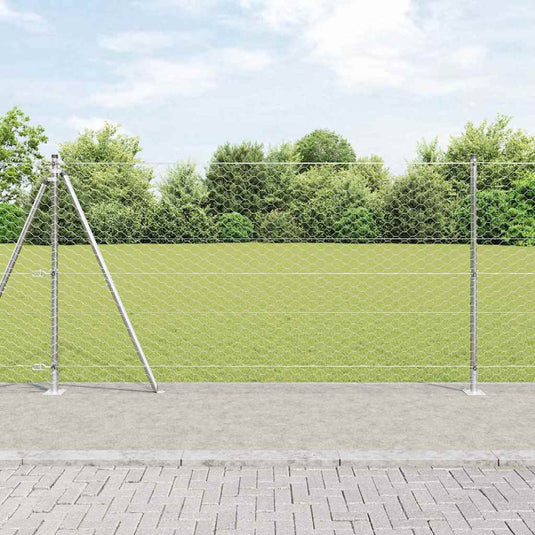 Vidaxl afrasteringspaal zilver 10 x 1,2 m (50 mm gaas) staal