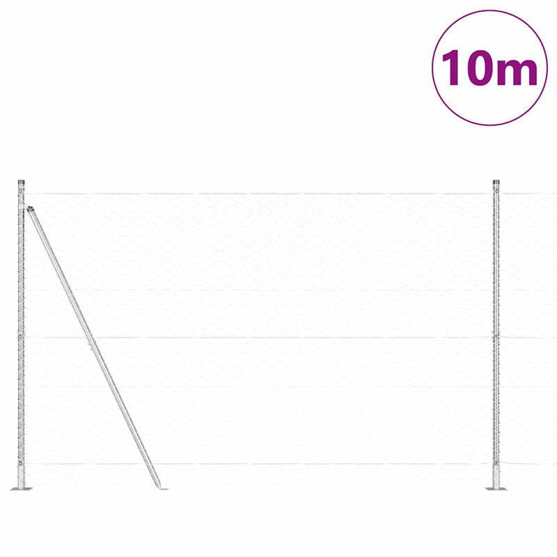 Load image into Gallery viewer, Vidaxl afrasteringspaal zilver 10 x 1,6 m (50 mm gaas) staal
