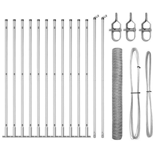 Vidaxl afrasteringspaal zilver 25 x 1 m (36 mm gaas) staal