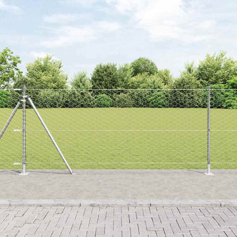 Afbeelding laden in galerijviewer, Vidaxl afrasteringspaal zilver 25 x 1 m (50 mm gaas) staal
