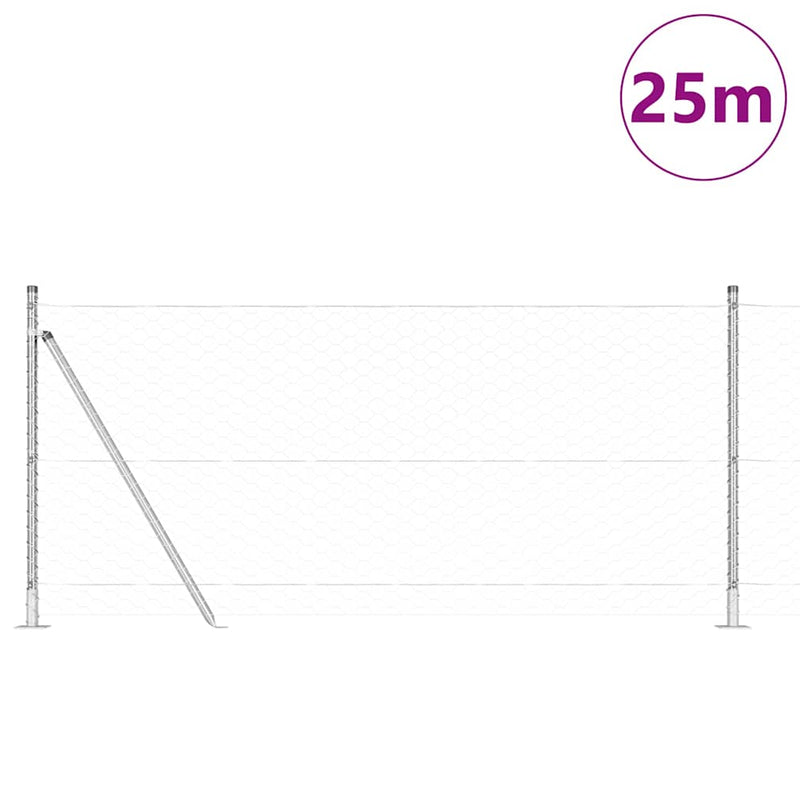Afbeelding laden in galerijviewer, Vidaxl afrasteringspaal zilver 25 x 1 m (50 mm gaas) staal
