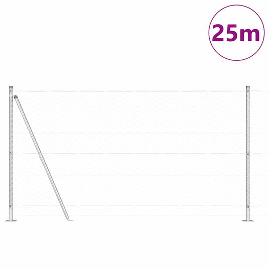 Vidaxl afrasteringspaal zilver 25 x 1,2 m (50 mm gaas) staal