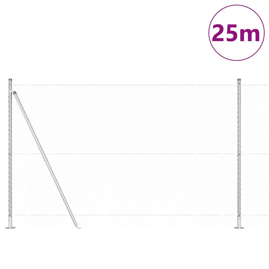 Vidaxl afrasteringspaal zilver 25 x 1,4 m (25 mm gaas) staal