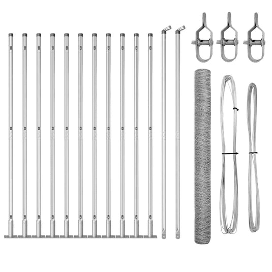 Vidaxl afrasteringspaal zilver 25 x 1,5 m (50 mm gaas) staal