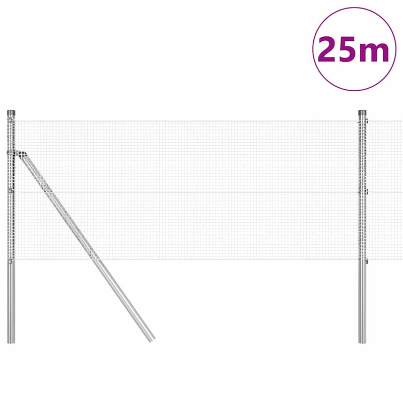 Load image into Gallery viewer, Vidaxl afrasteringspaal zilver 25 x 0,5 m (12 x 12 mm gaas) staal
