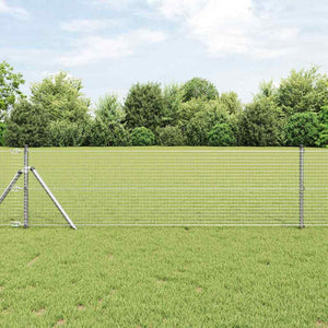 Vidaxl afrasteringspaal zilver 25 x 0,8 m (25 x 25 mm gaas) staal