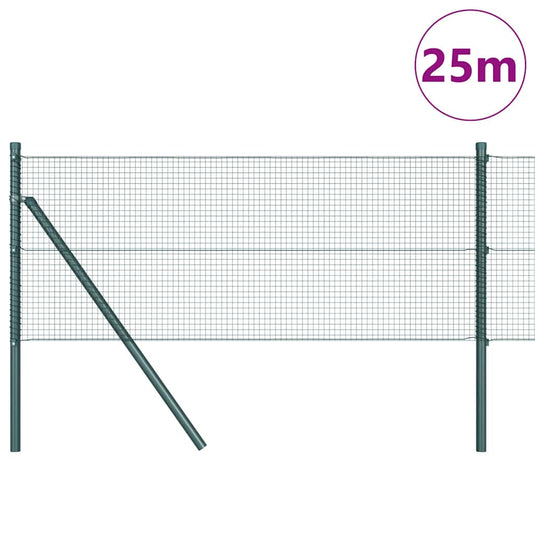 Vidaxl afrasteringspaal groen 25 x 0,5 m (16 x 16 mm gaas) staal