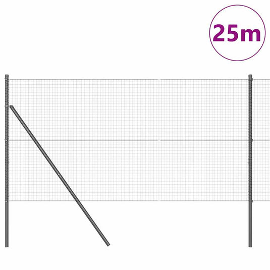 Vidaxl afrasteringspaal grijs 25 x 1 m (25 x 25 mm gaas) staal