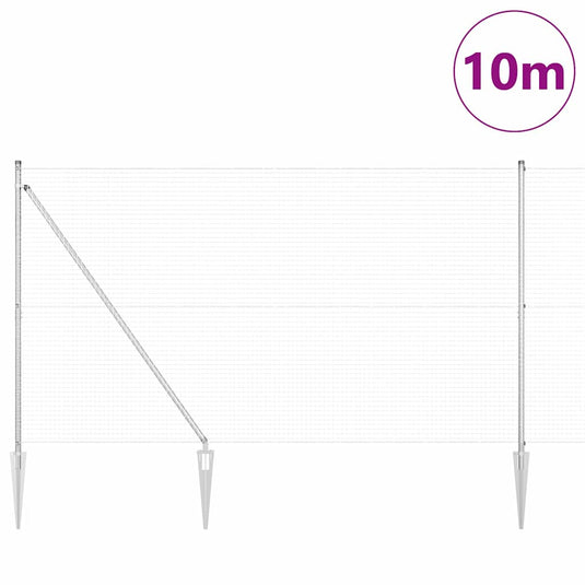 Vidaxl afrasteringspaal zilver 10 x 1,6 m (25 x 25 mm gaas) staal