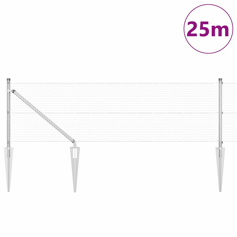 Load image into Gallery viewer, Vidaxl afrasteringspaal zilver 25 x 0,5 m (16 x 16 mm gaas) staal
