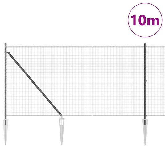 Vidaxl afrasteringspaal grijs 10 x 1 m (25 x 25 mm gaas) staal